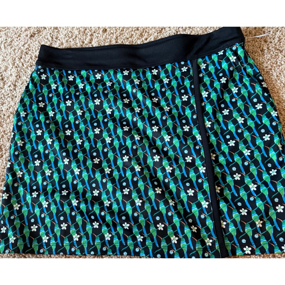 Callaway Opti-Dri Hummingbird Floral Golf Skort Black Green Blue Womens Medium